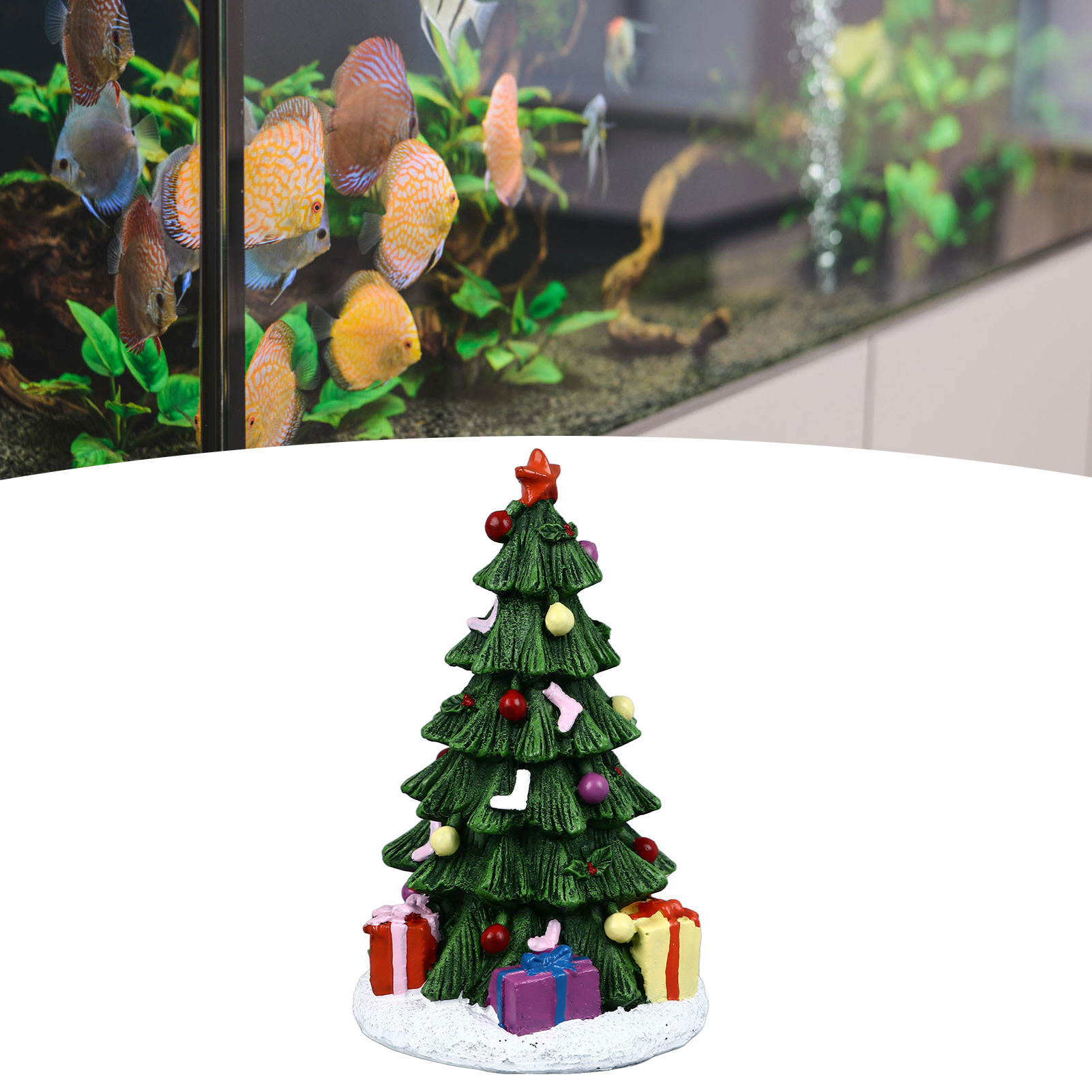 Aquarium Plant Substrate - 絶妙なクリスマス水槽の装飾、美しい樹脂水族館の工芸品、家、木、zk20の装飾