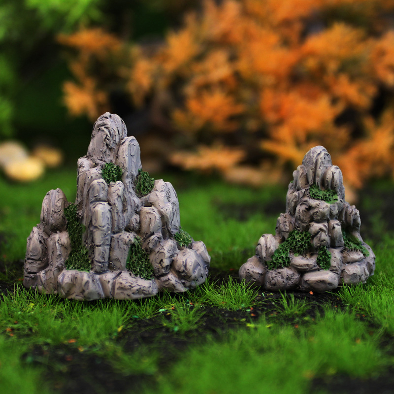 Aquarium Moss - ミニ山の偽のミニチュア石,人工の丘のおもちゃ,盆栽の装飾品,妖精の庭のアクセサリー,家の装飾,水族館の岩