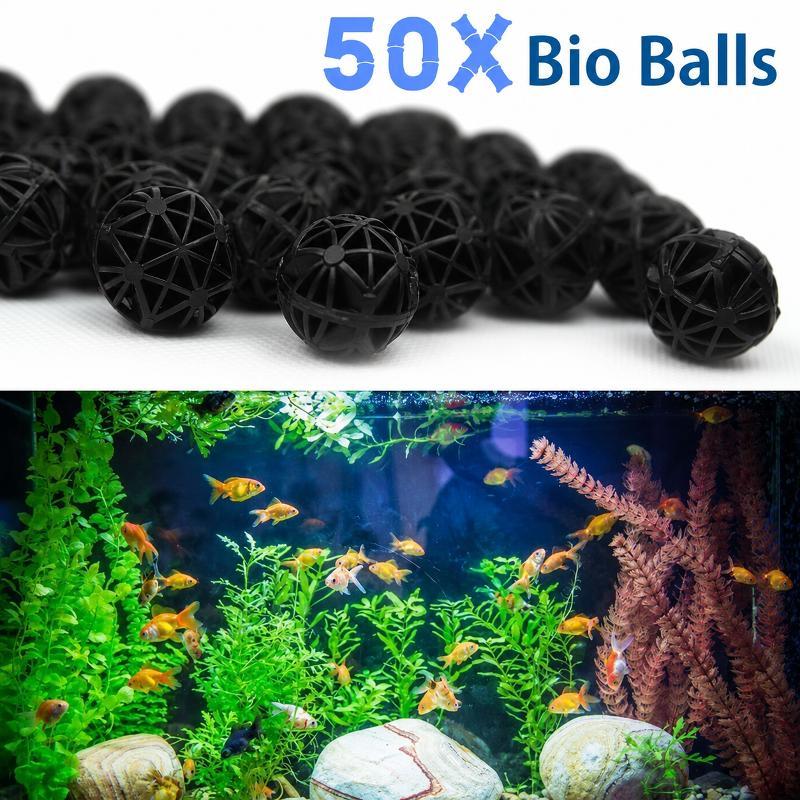 Planted Aquarium Cleaning - 50個入り 16mm アクアリウム用バイオフィルターボール 魚タンク・池用ろ過材 生化学的水質浄化フィルター マリンアクセサリーセット