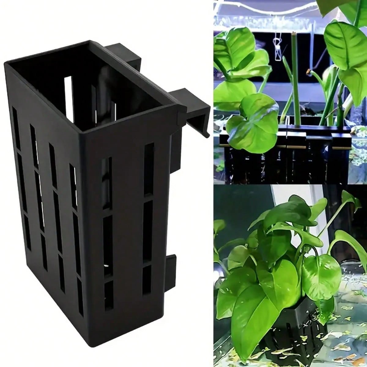 Aquarium Plant Holder - 水族館植物ホルダー黒プラスチックバスケットクリップ付き水槽水生植物固定安定した取り付け