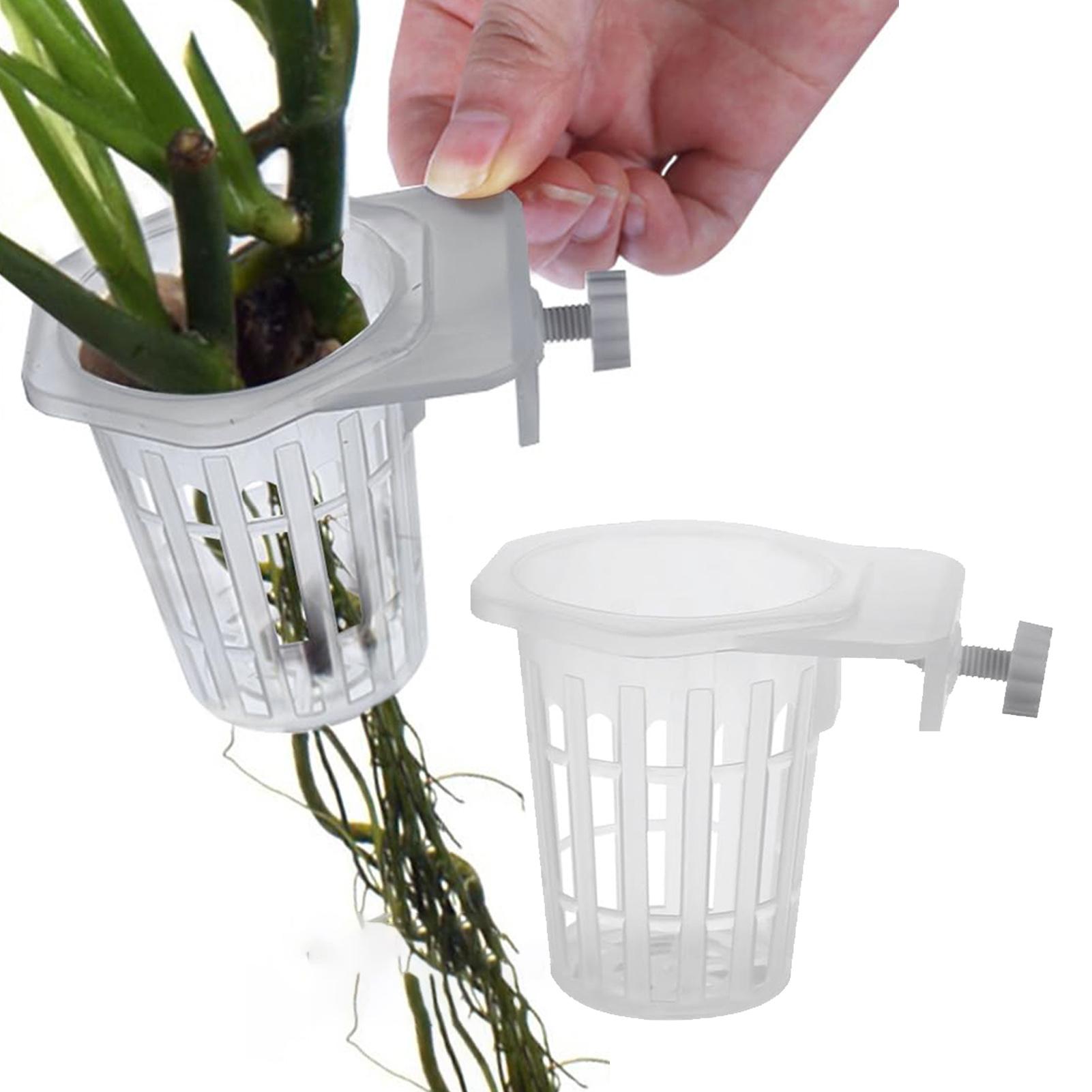 Plant Aquarium Pot - 穴あきで吊り下げ可能な水草ホルダー2個入り。水槽の装飾用、水草を植えるためのカップ、アクリル製水草カップ、装飾用具。