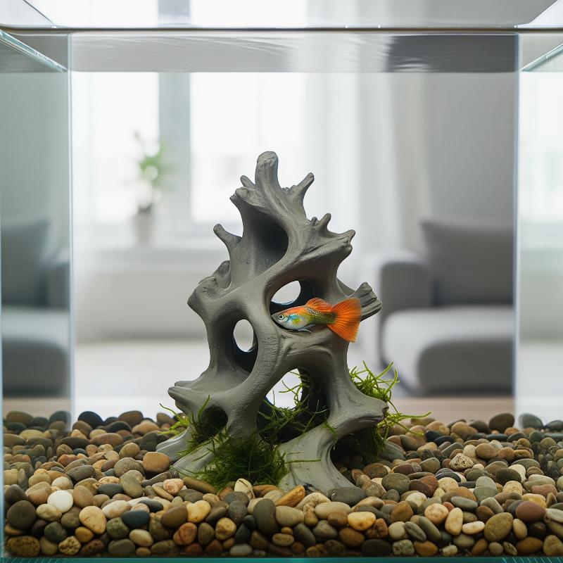 Aquarium Plant Substrate - 隠された複数の穴が付いた、自然な風合いのドリフトウッド製の魚用隠れ家。水槽、ベタ、エビ、淡水魚の飼育に安全で、水槽の装飾に最適。