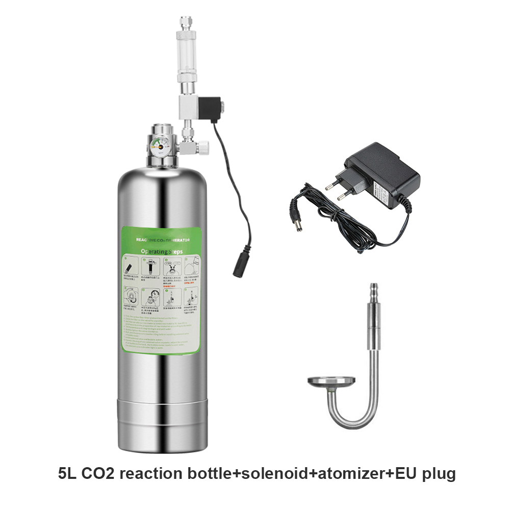 Aquarium Liquid Carbon - CO2発生装置システム 水槽用二酸化炭素発生装置キット ステンレスボトルとバブルディフューザー付き