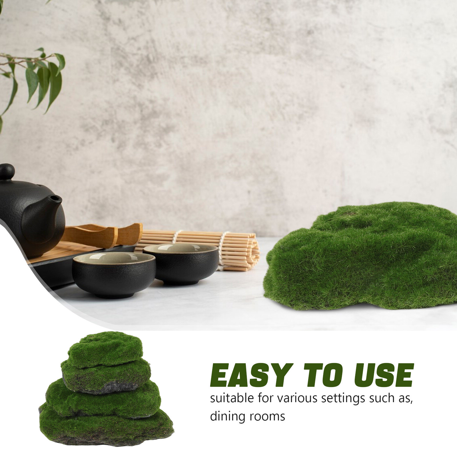 4個入り、リアルな人工苔石。家庭用装飾、棚、テーブル、テラリ - Aquarium Moss のレビューと価格