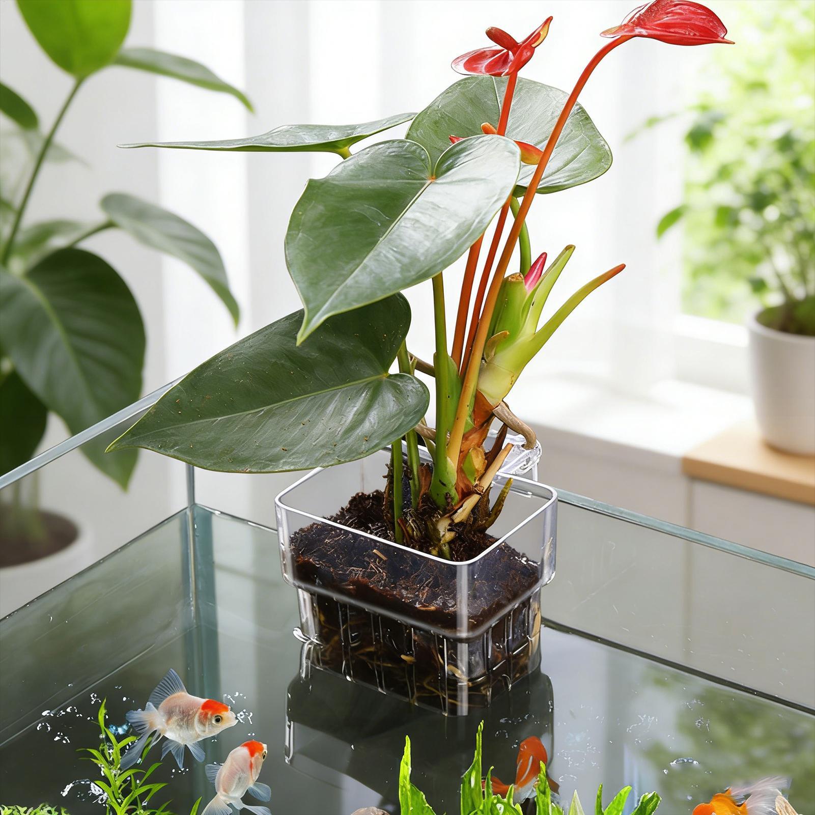 水槽植物バスケット透明水槽吊り下げ装飾ポット水生植物ホルダー - Plant Aquarium Pot のレビューと価格
