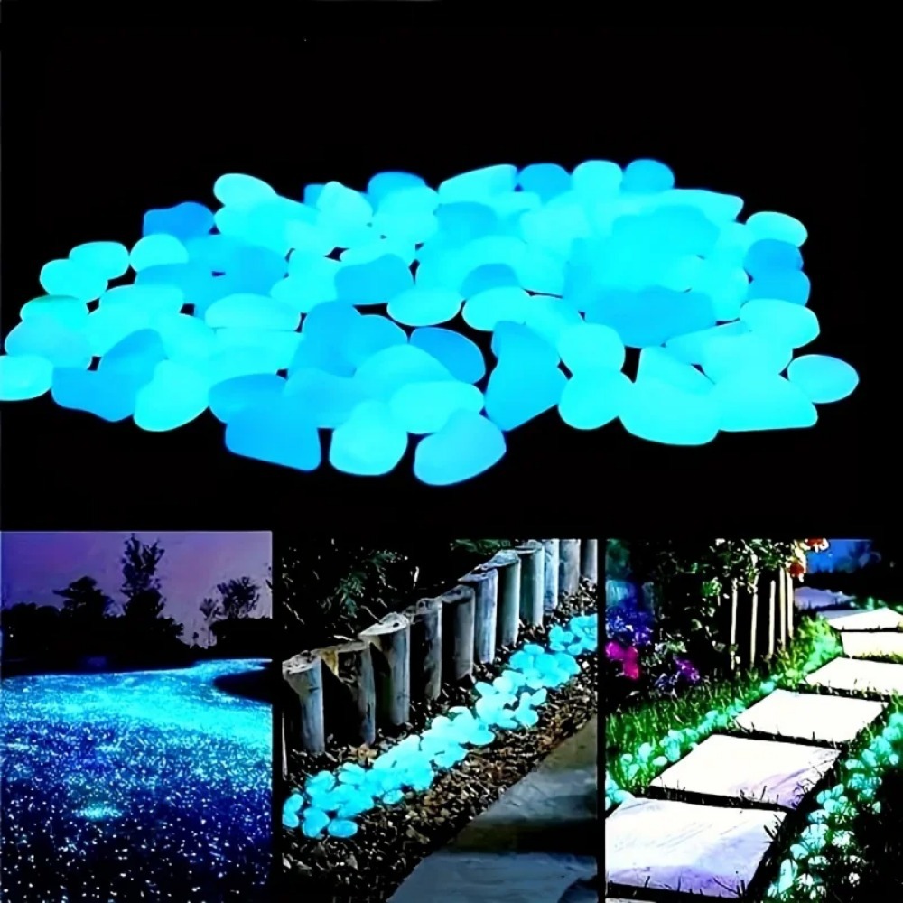 100個の暗闇で光る小石、景観、庭の小道、鉢植え、公園、水族 - Plant Aquarium Pot のレビューと価格