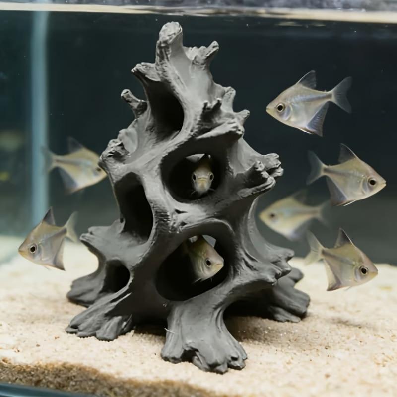隠された複数の穴が付いた、自然な風合いのドリフトウッド製の魚 - Aquarium Plant Substrate のレビューと価格