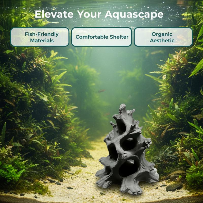 隠された複数の穴が付いた、自然な風合いのドリフトウッド製の魚 - Aquarium Plant Substrate のレビューと価格
